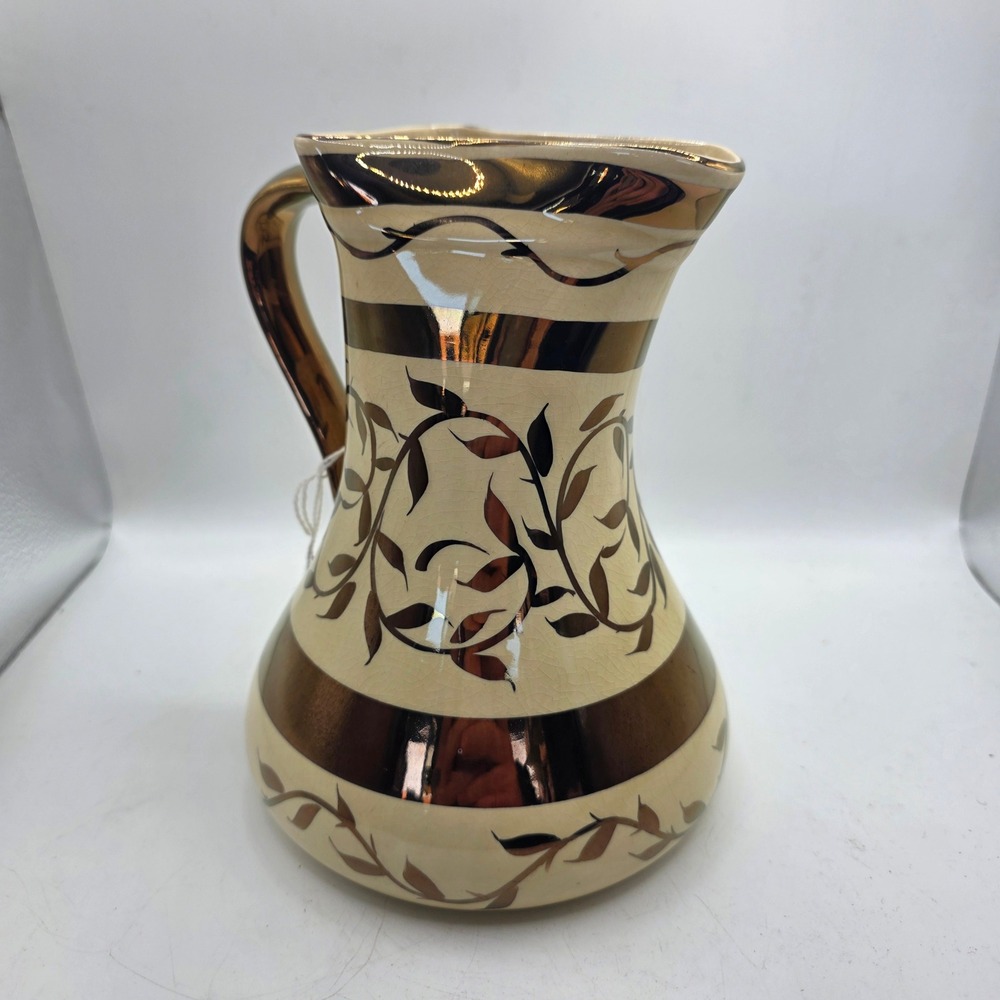 Myott Son & Co Old Lustre Ware Copper Pitcher Hand Painted England